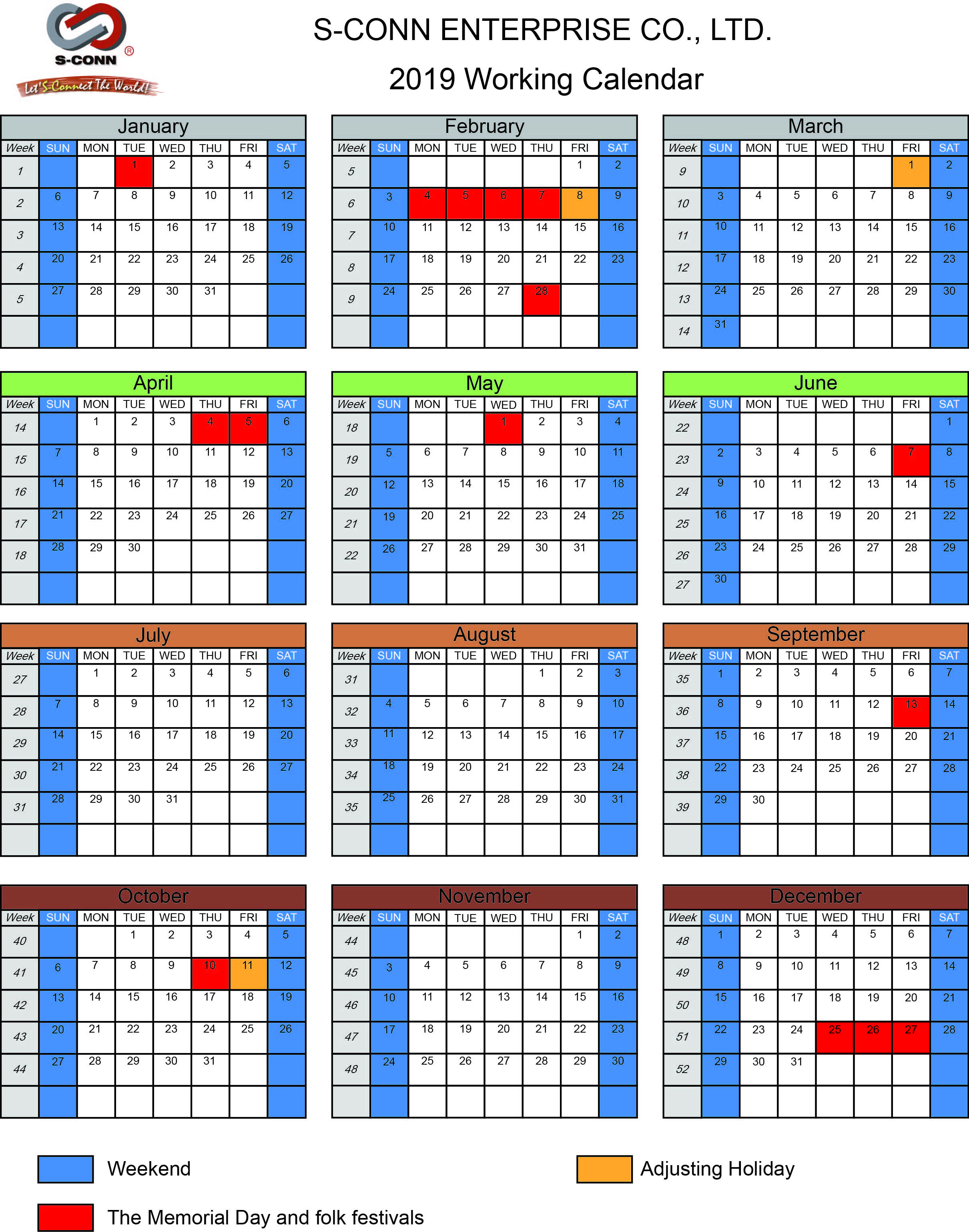 19 长贯行事历 S Conn Enterprise Co Ltd